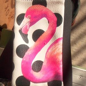 Flamingo Print Wallet with Polka Dots